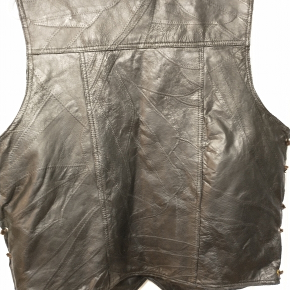 Mens Genuine Leathr Vest Navarre Blk Biker Italian Snap Motorcycle 2X Big & Tall - Picture 2 of 15